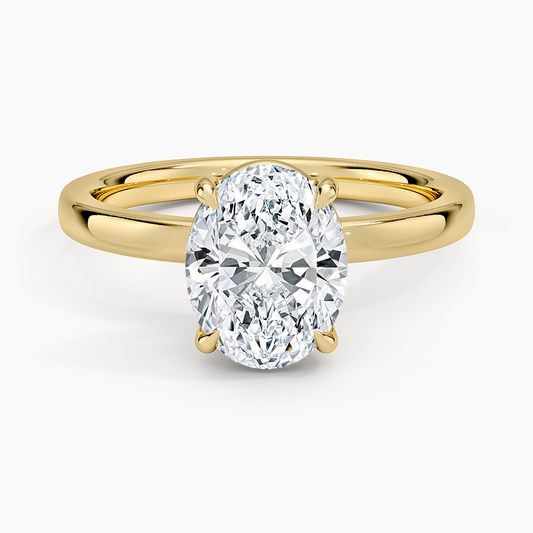 2CT Oval Lab Grown Diamond Gold Solitaire Ring