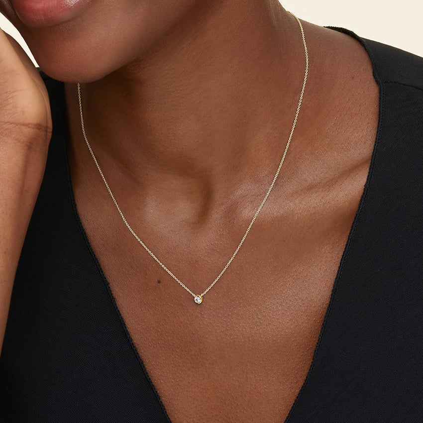 1/10 CTW Lab Grown Diamond Bezel Solitaire Pendant
