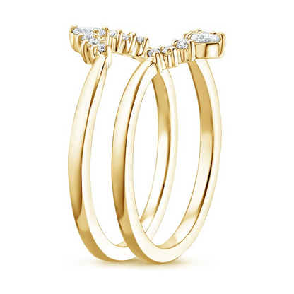 0.11CTW Pear & Round Cut Lab Grown Diamond Pointed Crown Wedding Band