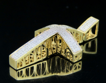 Iced Out 10K Lab Grown Diamond Dome Cross Pendant