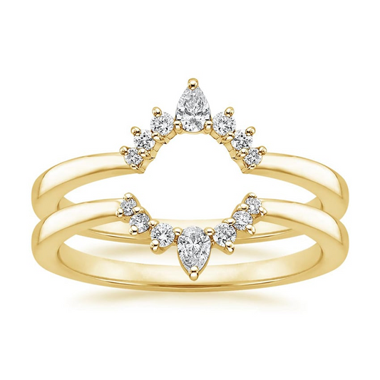 0.11CTW Pear & Round Cut Lab Grown Diamond Pointed Crown Wedding Band