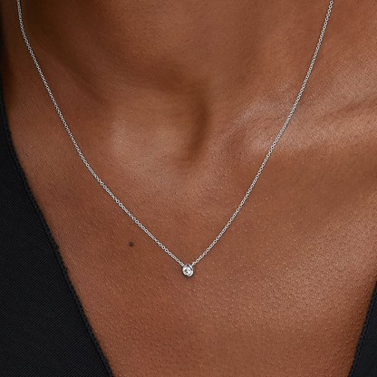 1/10 CTW Lab Grown Diamond Bezel Solitaire Pendant