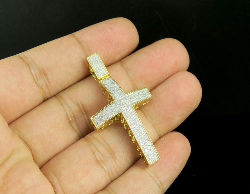 Iced Out 10K Lab Grown Diamond Dome Cross Pendant