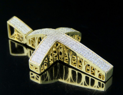 Iced Out 10K Lab Grown Diamond Dome Cross Pendant