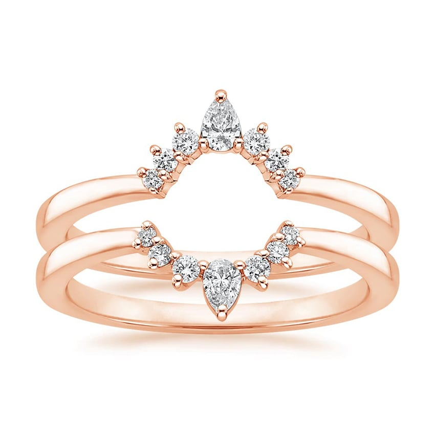 0.11CTW Pear & Round Cut Lab Grown Diamond Pointed Crown Wedding Band