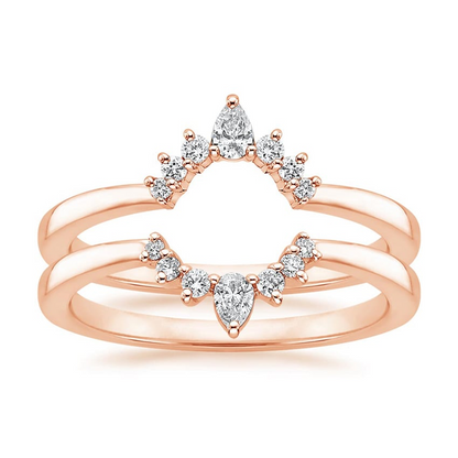 0.11CTW Pear & Round Cut Lab Grown Diamond Pointed Crown Wedding Band