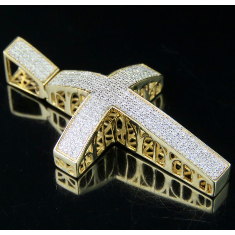 Iced Out 10K Lab Grown Diamond Dome Cross Pendant