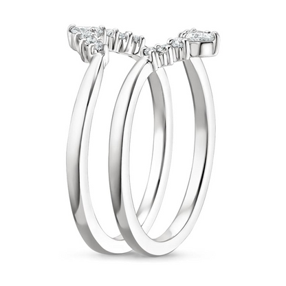 0.11CTW Pear & Round Cut Lab Grown Diamond Pointed Crown Wedding Band