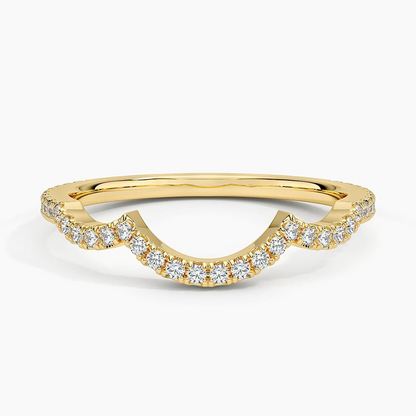 0.21 CTW Solid 10k Yellow Gold Vine Curved Lab Grown Diamond Ring