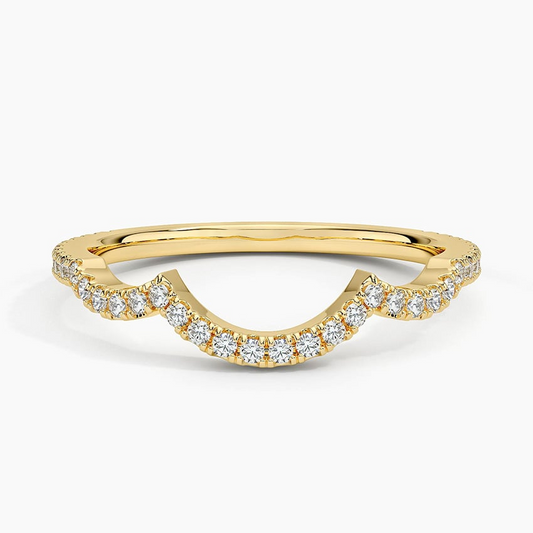 0.21 CTW Solid 10k Yellow Gold Vine Curved Lab Grown Diamond Ring