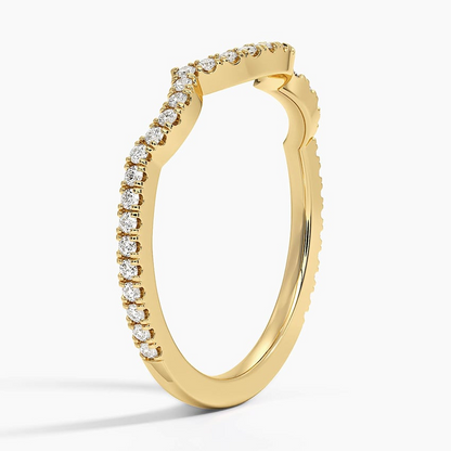 0.21 CTW Solid 10k Yellow Gold Vine Curved Lab Grown Diamond Ring