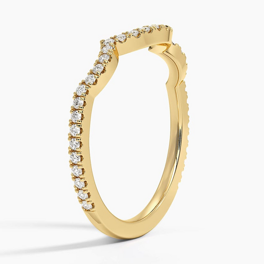 0.21 CTW Solid 10k Yellow Gold Vine Curved Lab Grown Diamond Ring
