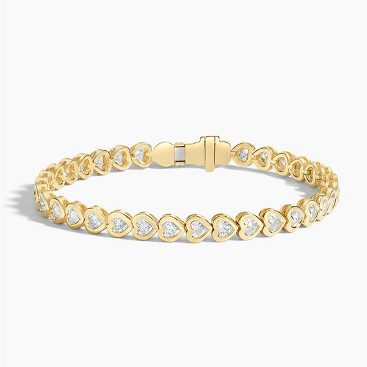 3.33CTW 6.5 inch Heart Shaped Lab Grown Diamond Bezel Tennis Bracelet