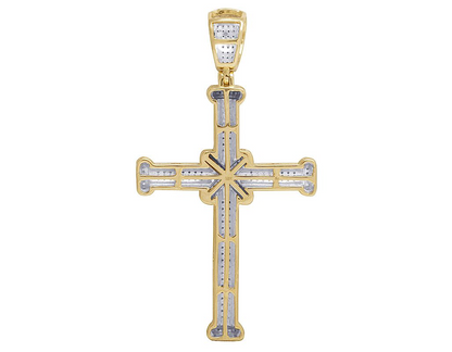 10K Yellow Gold Pave Lab Grown Diamond Cross Pendant