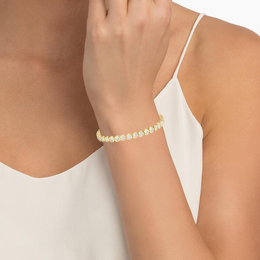 3.33CTW 6.5 inch Heart Shaped Lab Grown Diamond Bezel Tennis Bracelet