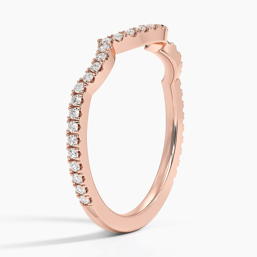 0.21 CTW Solid 10k Yellow Gold Vine Curved Lab Grown Diamond Ring