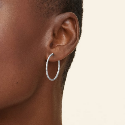 0.79 CTW Medium Size Hoop Lab Grown Diamond Earrings