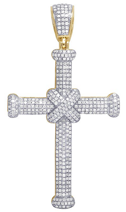 10K Yellow Gold Pave Lab Grown Diamond Cross Pendant