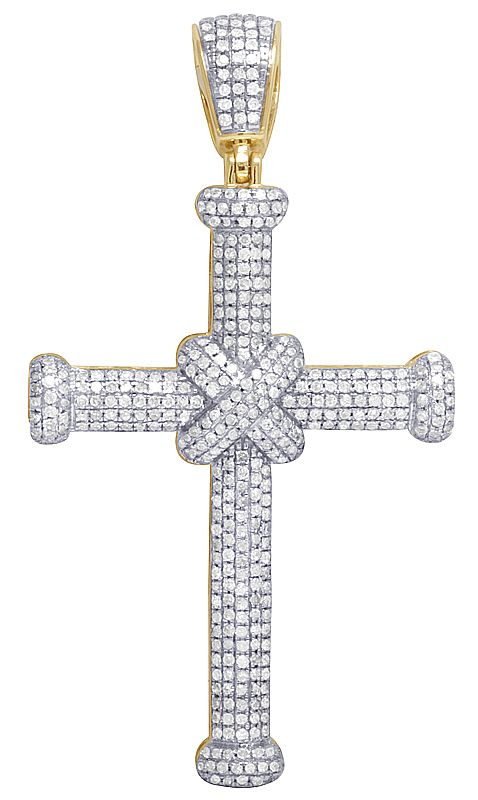 10K Yellow Gold Pave Lab Grown Diamond Cross Pendant