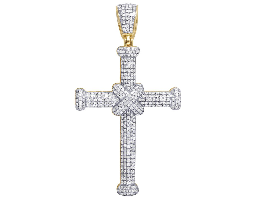 10K Yellow Gold Pave Lab Grown Diamond Cross Pendant