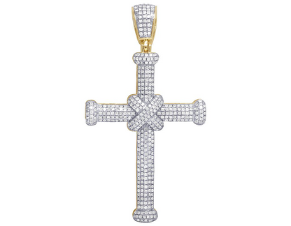 10K Yellow Gold Pave Lab Grown Diamond Cross Pendant