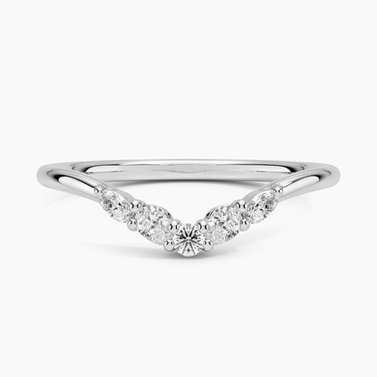 0.06CTW Round & Pear Cut Lab Grown Diamond Chevron Wedding Band