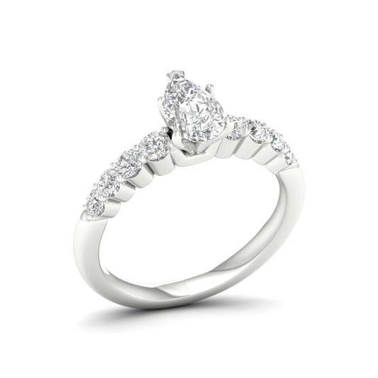 1.50 CTW Lab Grown Diamond Pear Solitaire Women Ring