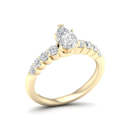 1.50 CTW Lab Grown Diamond Pear Solitaire Women Ring