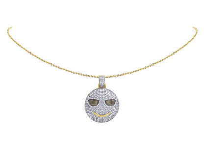 Lab Grown Diamond 10K Gold Sunglasses Smiley Pendant