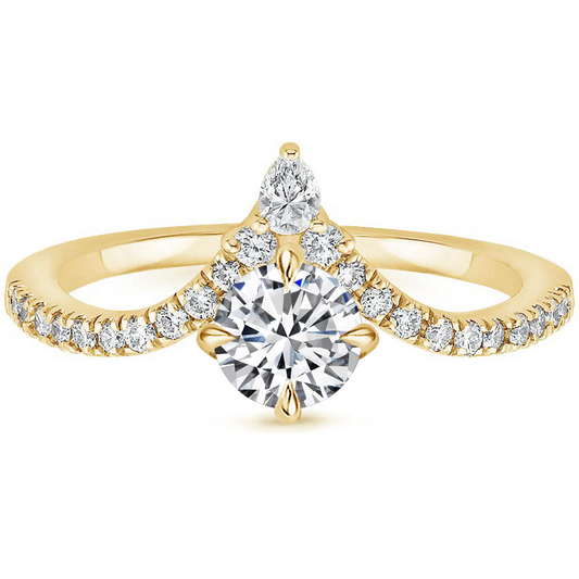 1/2CT Round Lab Grown Diamond Gold Curve Shape Engagement Ring