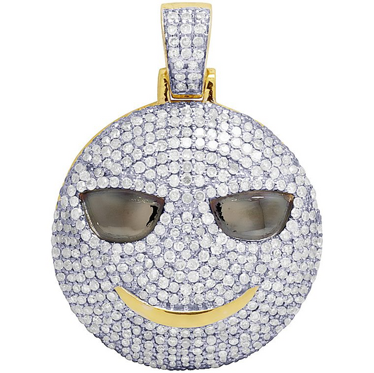 Lab Grown Diamond 10K Gold Sunglasses Smiley Pendant