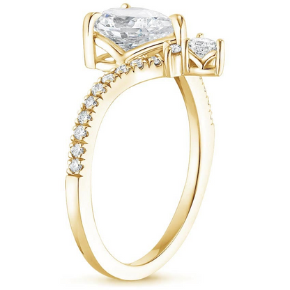 1/2CT Round Lab Grown Diamond Gold Curve Shape Engagement Ring