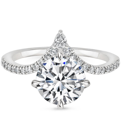 1/2CT Round Lab Grown Diamond Gold Curve Shape Engagement Ring
