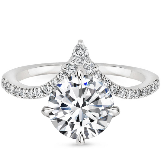 1/2CT Round Lab Grown Diamond Gold Curve Shape Engagement Ring