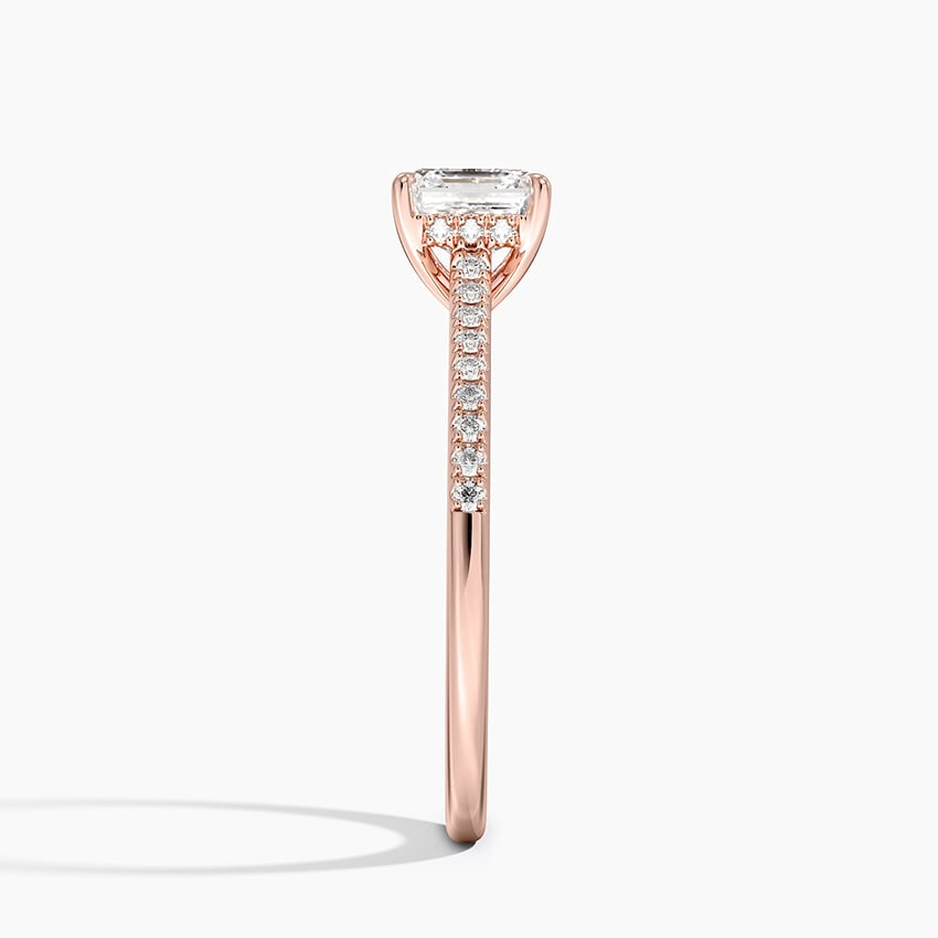 1CT Asscher Lab Grown Diamond Gold Half Coverage Engagement Ring