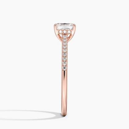 1CT Asscher Lab Grown Diamond Gold Half Coverage Engagement Ring