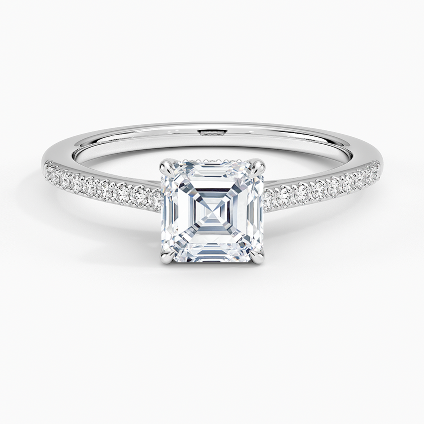 1CT Asscher Lab Grown Diamond Gold Half Coverage Engagement Ring