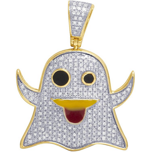10K Gold Lab Grown Diamond 1.1 Inch Ghost Pendant