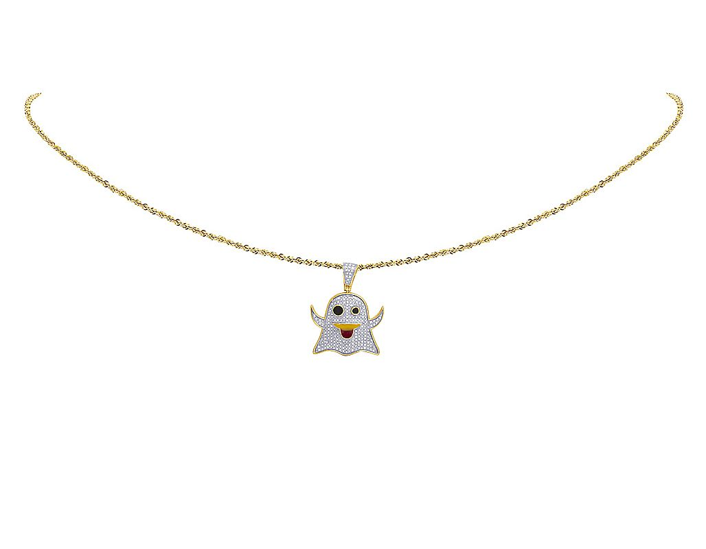 10K Gold Lab Grown Diamond 1.1 Inch Ghost Pendant