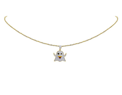 10K Gold Lab Grown Diamond 1.1 Inch Ghost Pendant