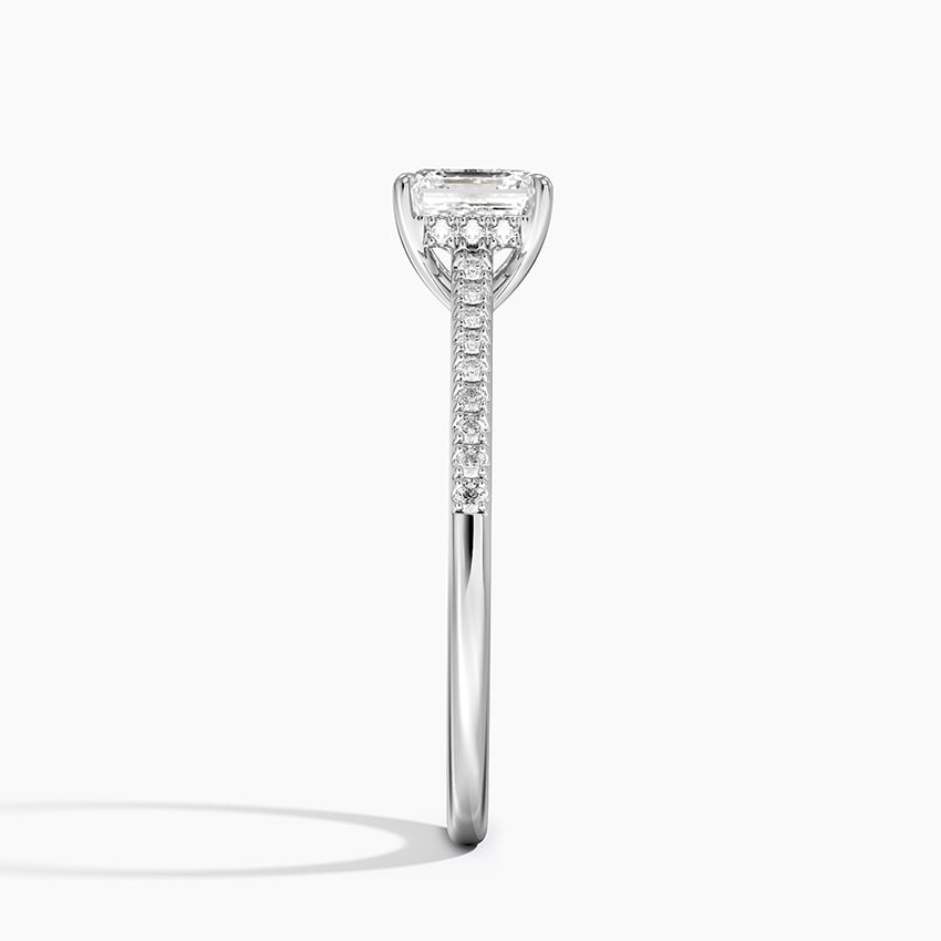 1CT Asscher Lab Grown Diamond Gold Half Coverage Engagement Ring