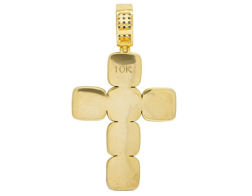 10K Block Halo Square Lab Grown Diamond Cross Pendant