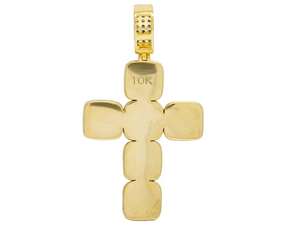10K Block Halo Square Lab Grown Diamond Cross Pendant