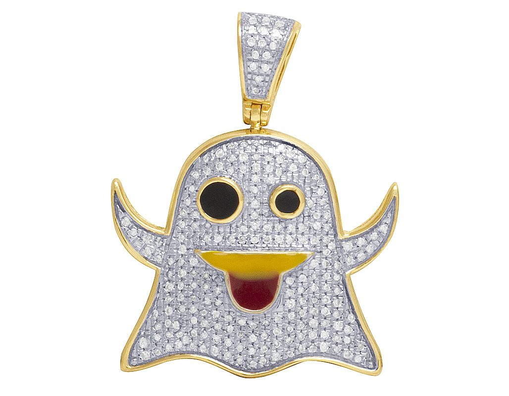 10K Gold Lab Grown Diamond 1.1 Inch Ghost Pendant