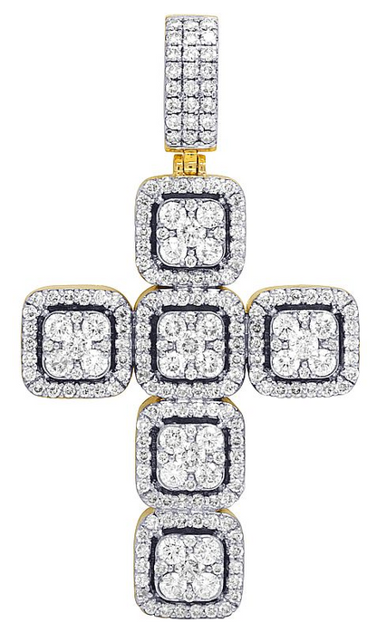 10K Block Halo Square Lab Grown Diamond Cross Pendant