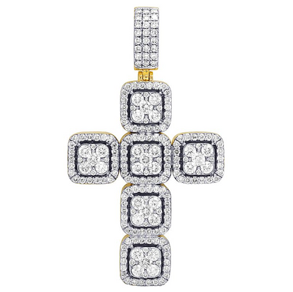 10K Block Halo Square Lab Grown Diamond Cross Pendant