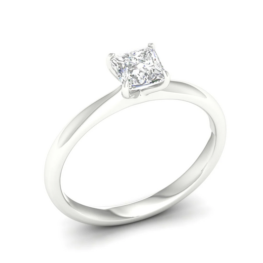0.70 CTW Princess Cut Lab Grown Diamond Solitaire Classic Ring