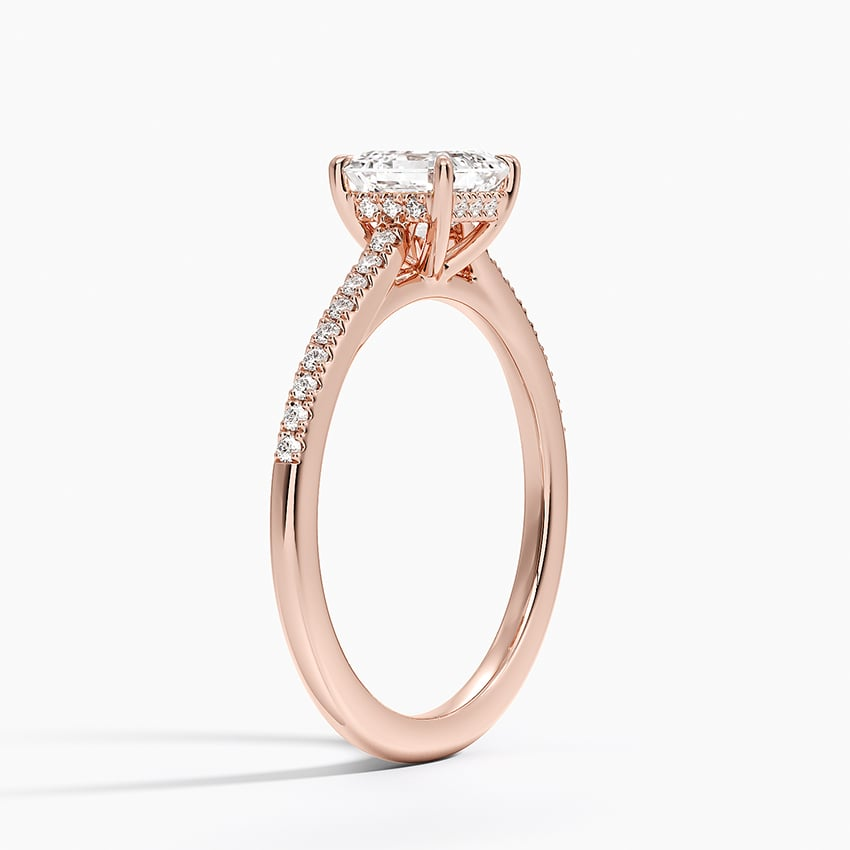 1CT Asscher Lab Grown Diamond Gold Half Coverage Engagement Ring
