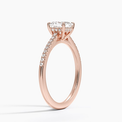 1CT Asscher Lab Grown Diamond Gold Half Coverage Engagement Ring