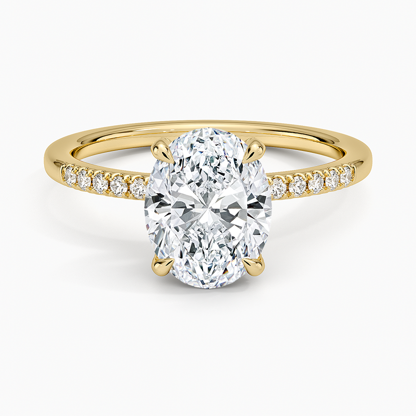 2CT Oval Lab Grown Diamond Gold Engagement Ring